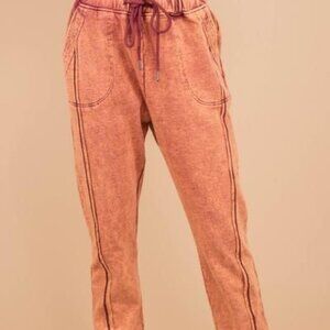 NWT LADIES SIZE 2XL ODDY RUST WASHED JOGGER SWEATPANTS FRONT BACK POCKETS